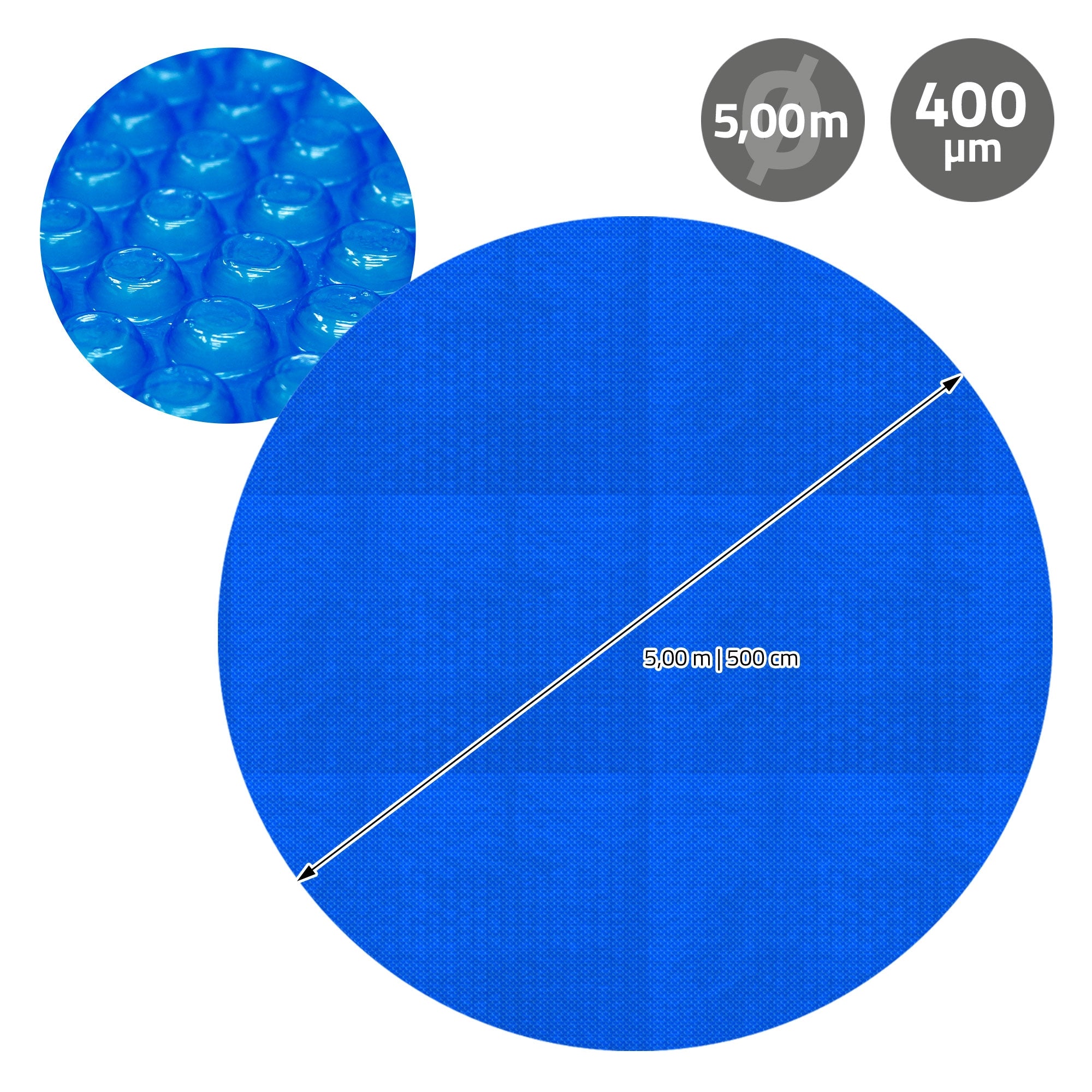 ECD Germany Garten bâche solaire ronde Ø 500 cm bleue 400µ