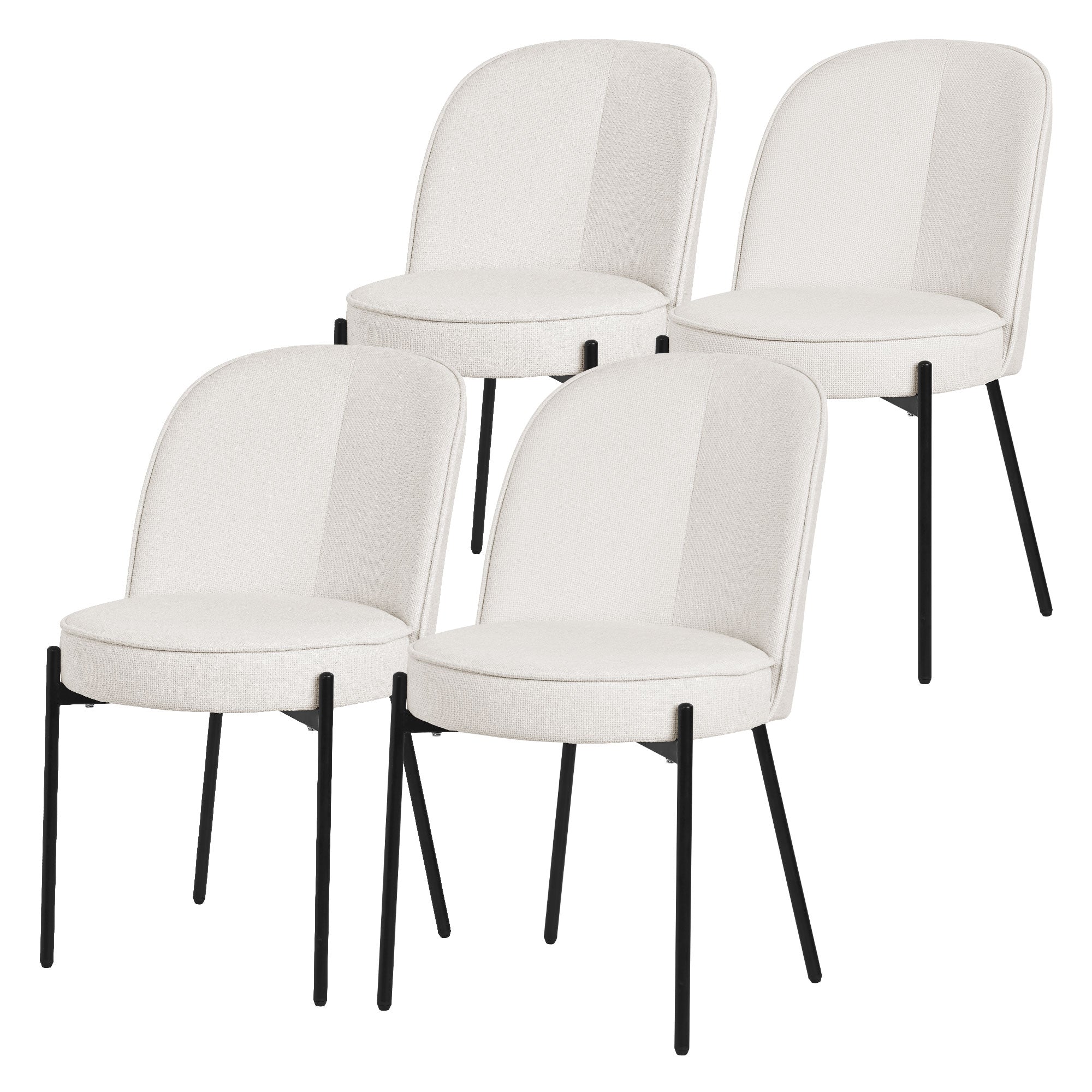 ECD Germany ML-Design chaise rembourrée beige lot 4 tissu