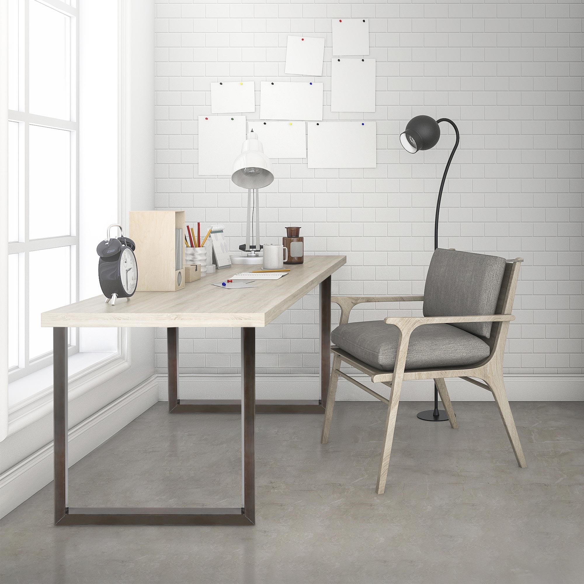 ECD Germany Möbel Pieds de Table U-Design 90x72 cm Gris Foncé