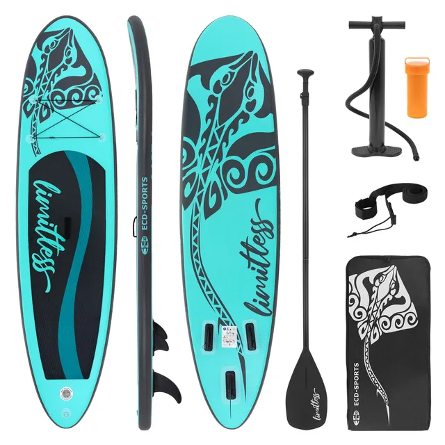 ECD Germany Limitless 308 SUP gonflable turquoise + pompe