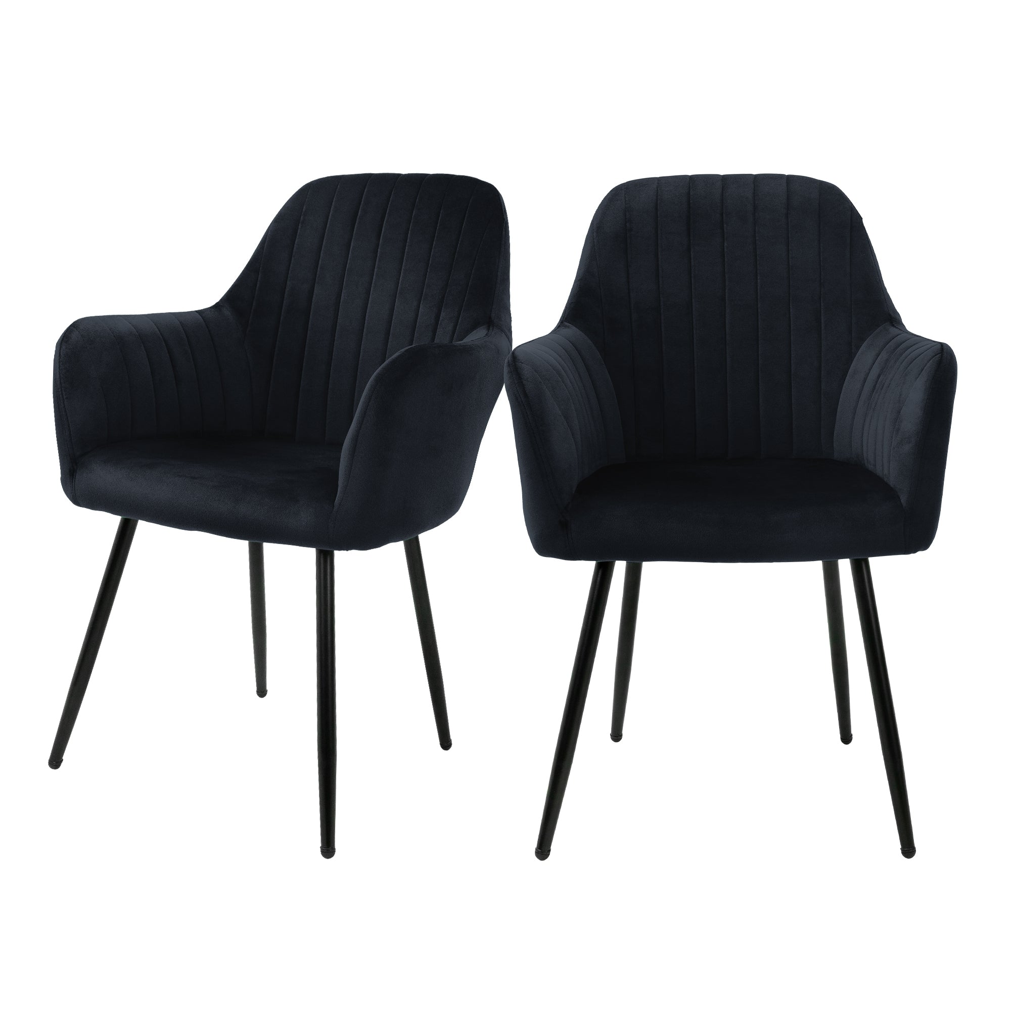 ECD Germany Möbel chaise salle à manger velours noir lot de 2