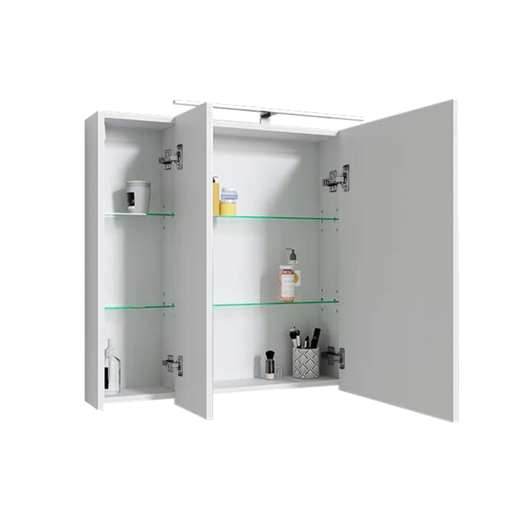 ML-Design armoire miroir LED 3 portes blanche 90,4x72x15