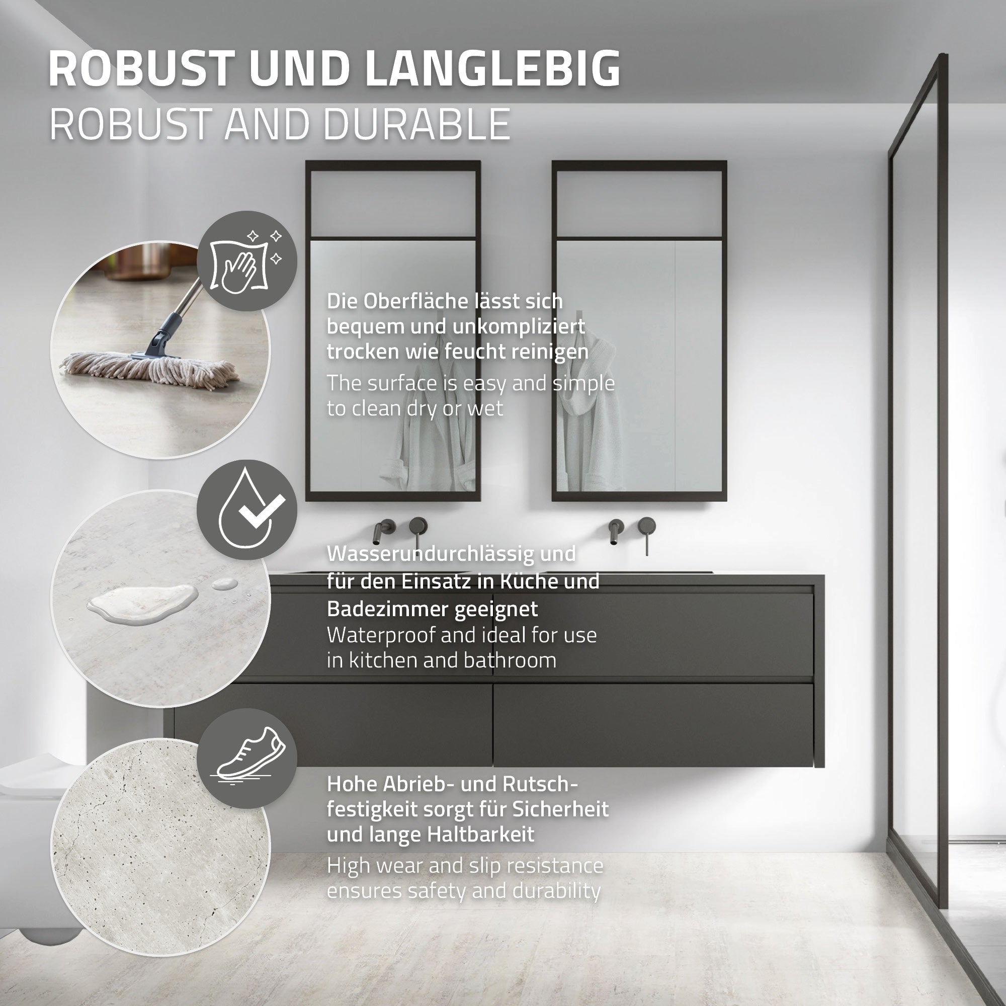 ML-Design Sol Vinyle Adhésif Ciment Clair 72 pcs 13,36m²