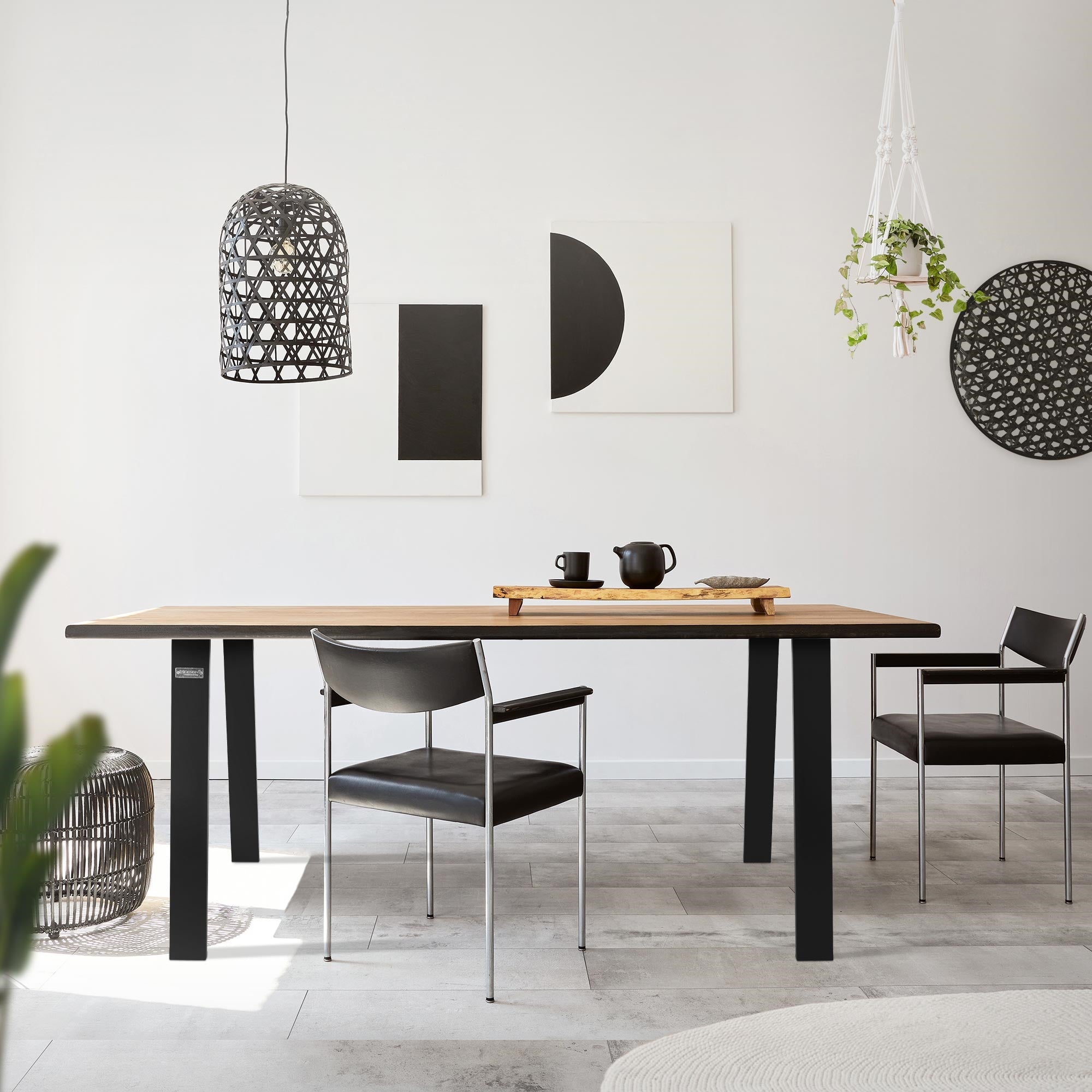 ML-Design Loft pieds table U 75x72 cm acier noir lot 2