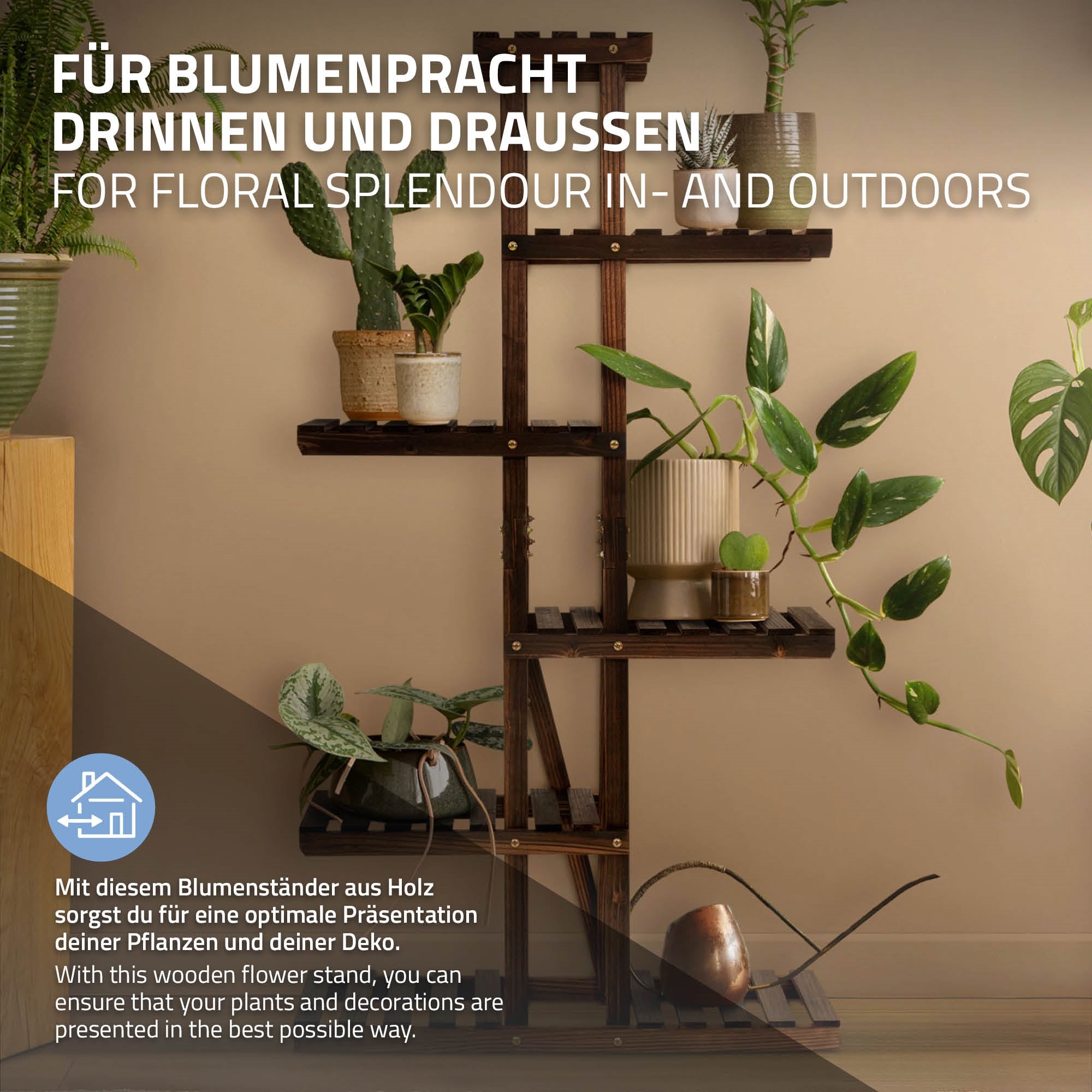 ECD Germany Garten étagère plantes bois 75cm 6 niveaux