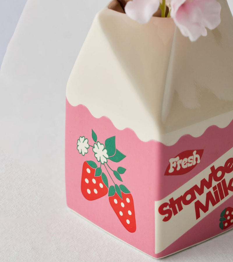 L'avant gardiste brique de lait fraise vase céramique rose