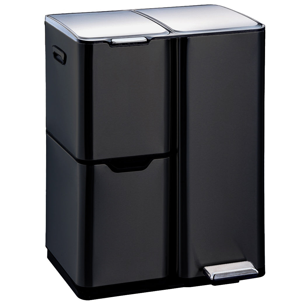 Red Deco Haja poubelle tri 60L inox noir à pédale