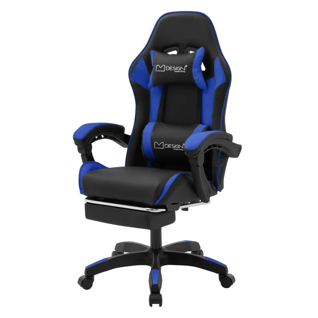 ECD Germany Möbel Chaise Gaming Simili Noir Repose-Pied