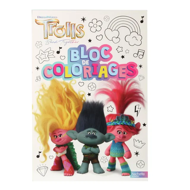 Trolls bloc de coloriages enfant Poppy et Branche