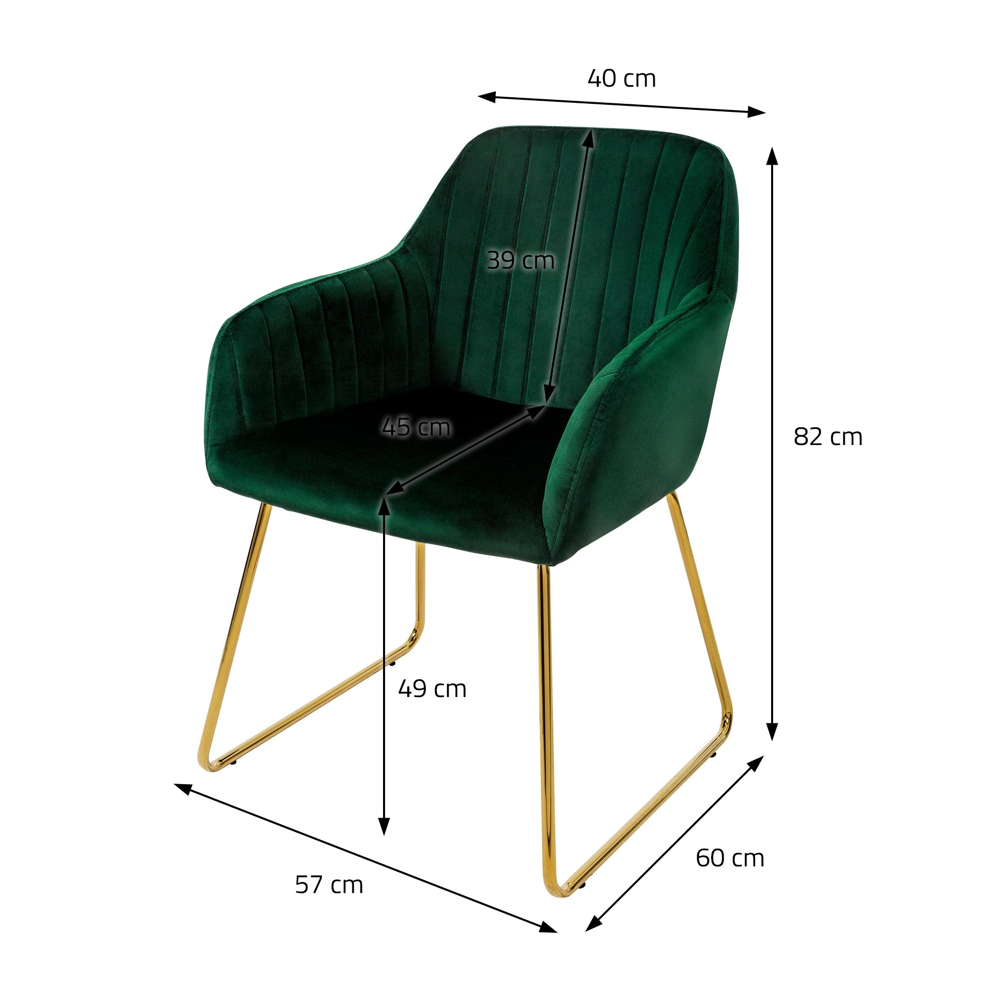 ECD Germany ML-Design lot 6 chaises velours vertes dossier