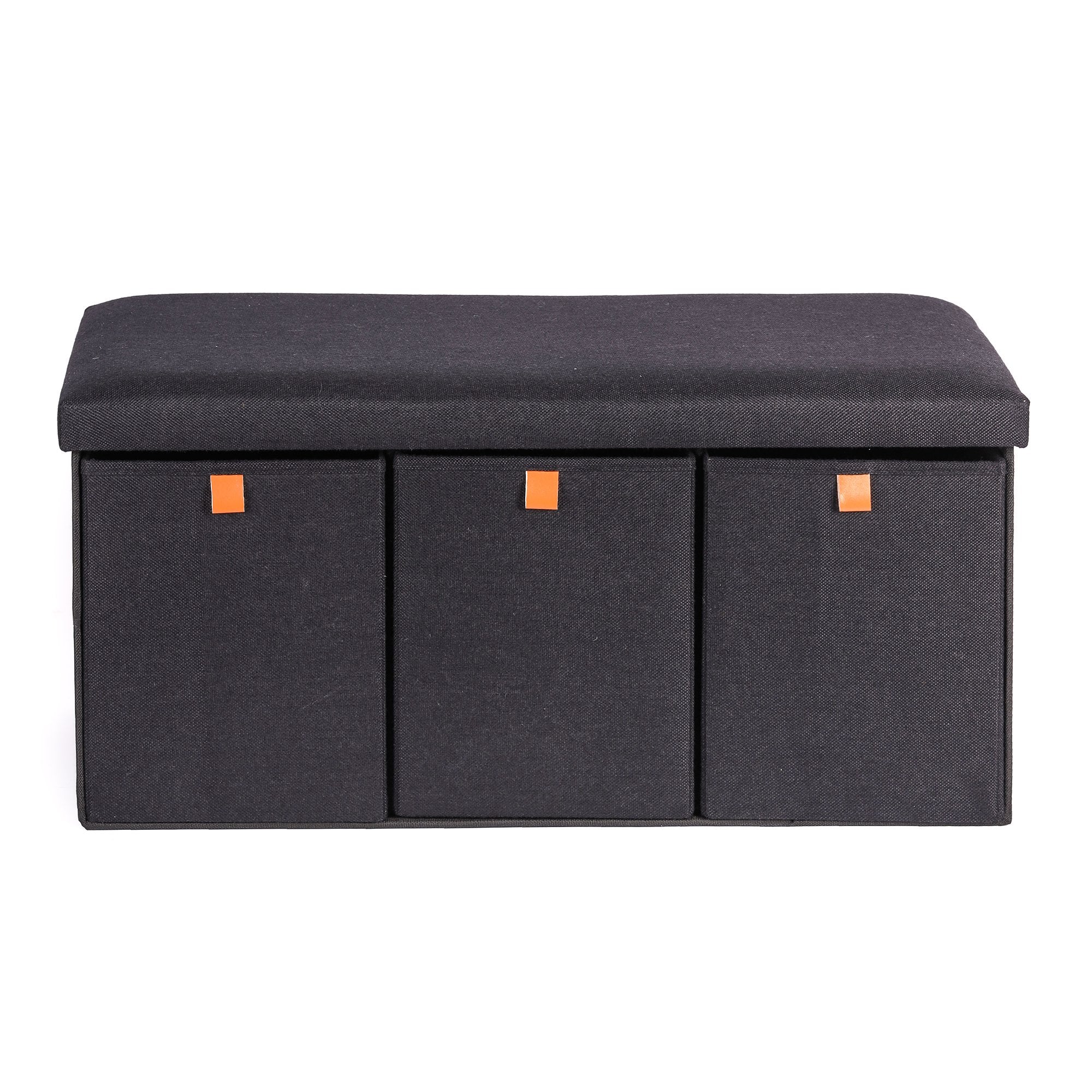 Stokomani Maison pouf tiroir rangement noir 78x37x37 cm