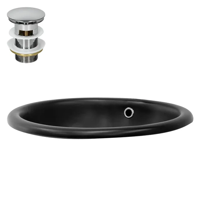 ECD Germany Sanitär ML-Design Vasque 49x40 noire bonde argent