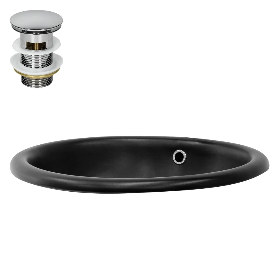 ECD Germany Sanitär ML-Design Vasque 49x40 noire bonde argent