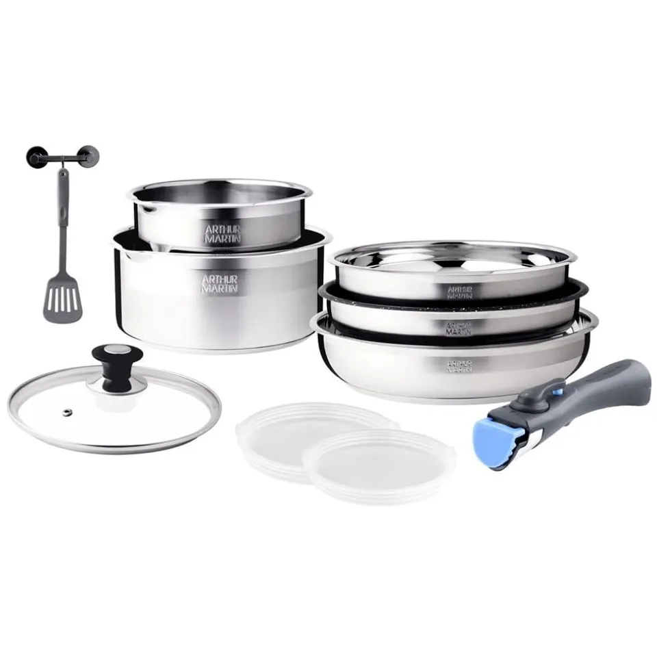 Arthur Martin AM0025 Batterie Cuisine 10 pièces inox noir induction
