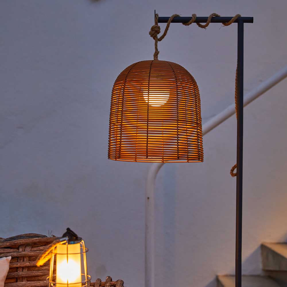 Red Deco Hang Boheme suspension rotin LED dimmable H35 cm