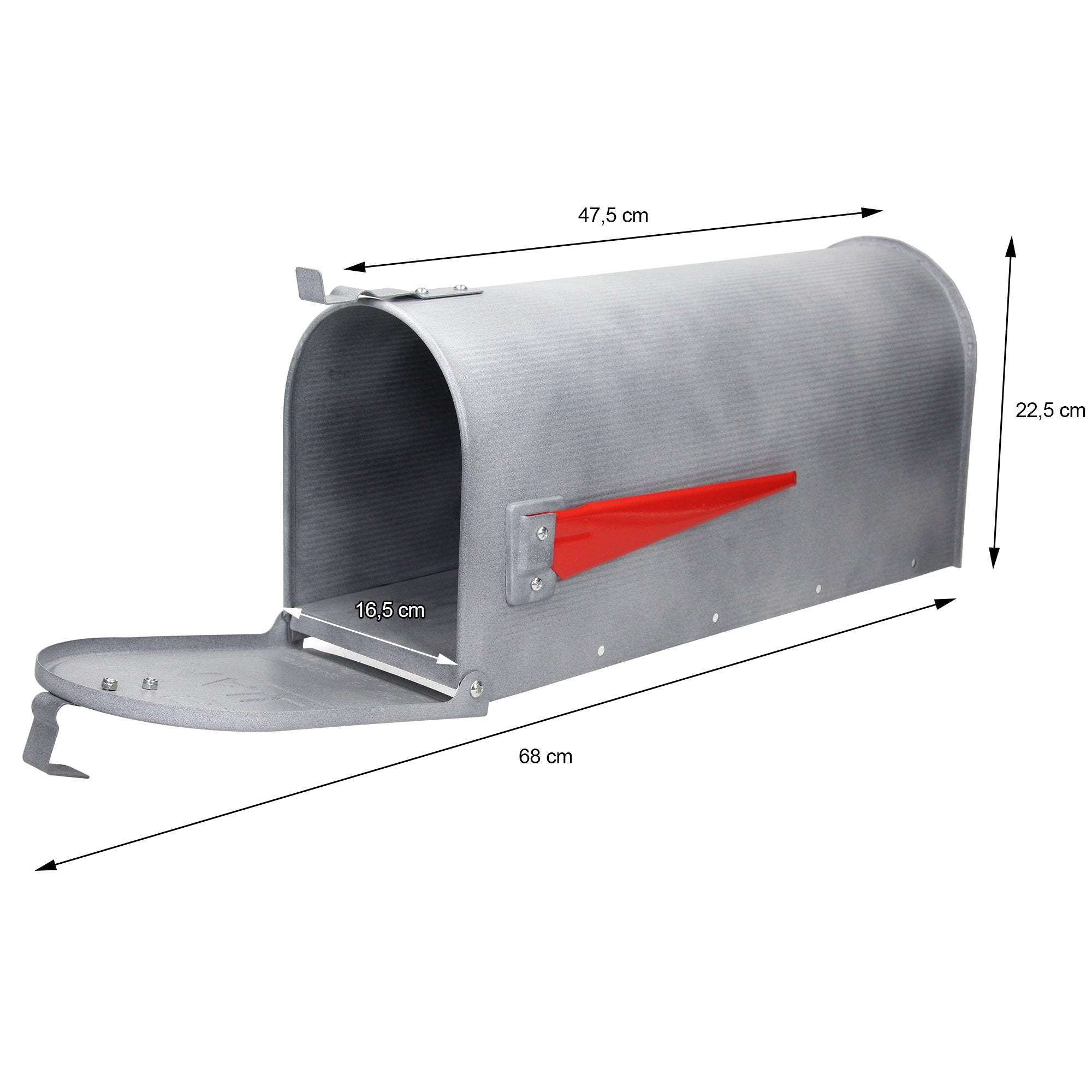 ECD Germany boîte aux lettres US aluminium gris béton avec drapeau