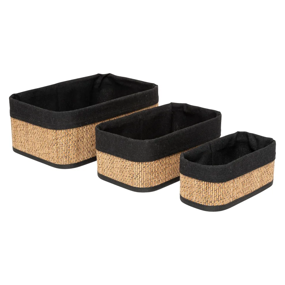 Stokomani Maison Lot 3 paniers rangement noirs