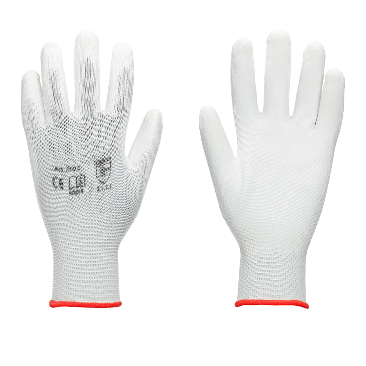 ECD Germany Outils Gants travail PU blanc taille 7-S lot 48 paires