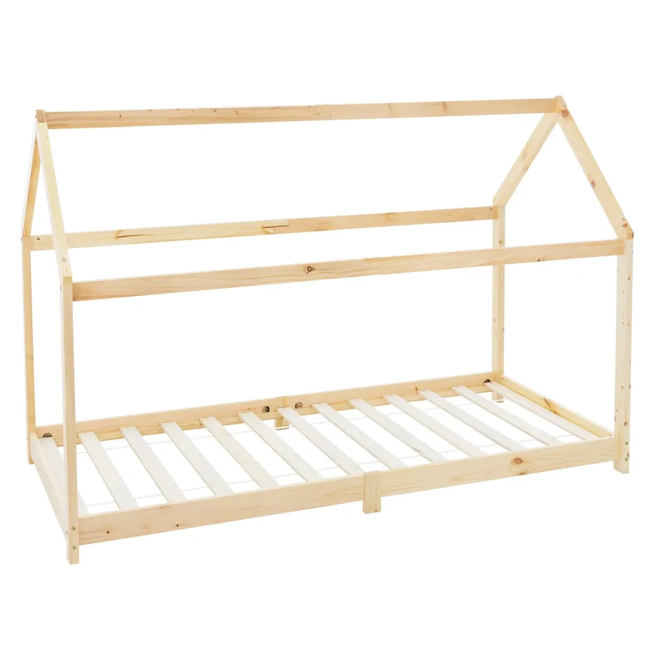 ECD Germany Kinder lit cabane 90x200 pin avec toit