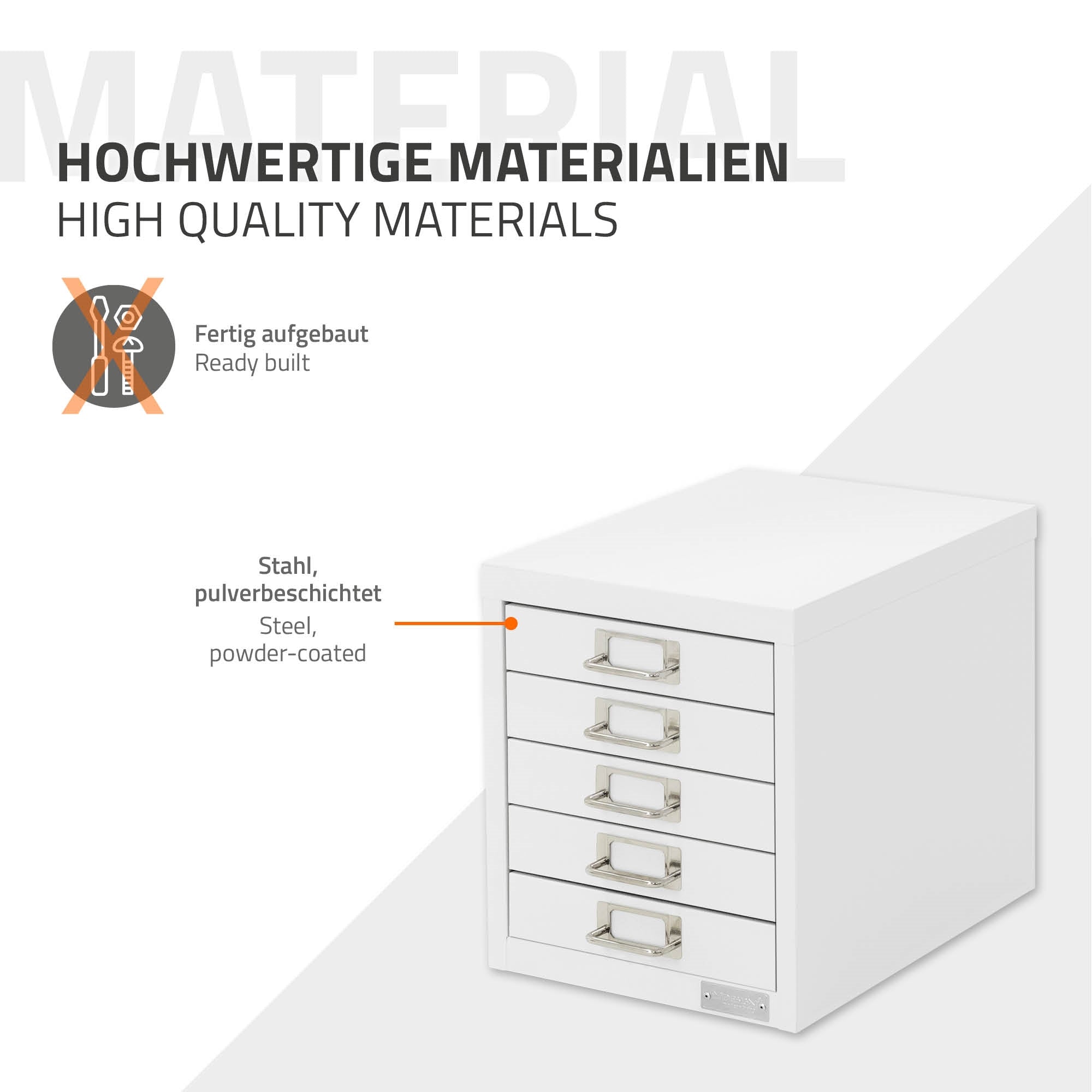 ECD Germany ML-Design caisson bureau blanc 5 tiroirs 28x38x33 cm