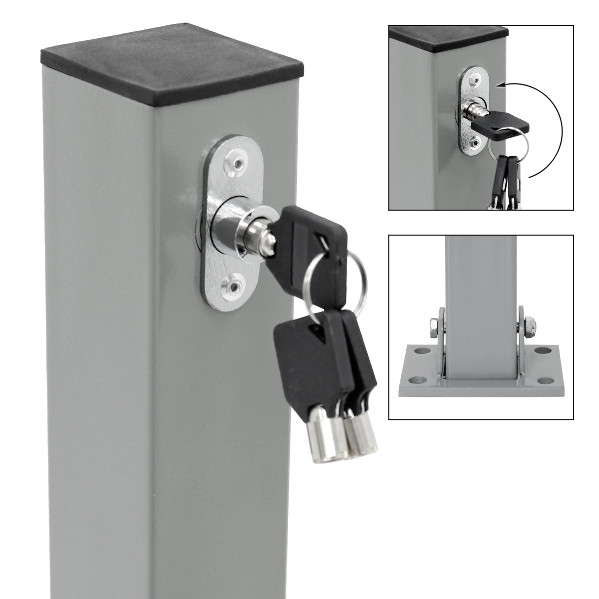 ECD Germany Bauen barrière parking acier 70 cm lot de 3