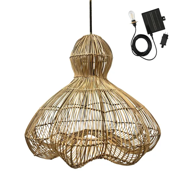 Red Deco Ronda Solar suspension solaire rotin 80 cm blanc chaud
