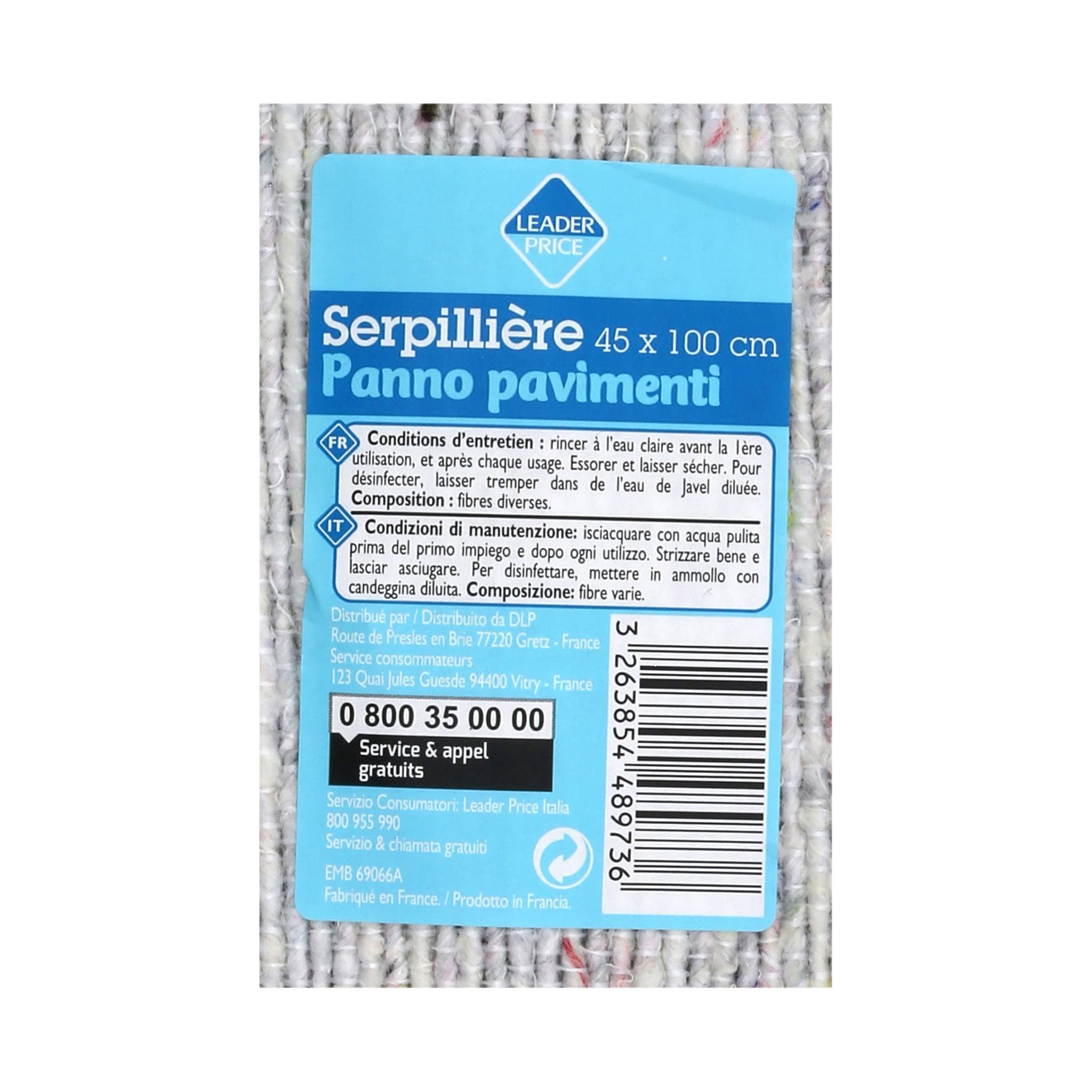 Leader Price Produits ménagers Serpillère gaufrée sol maison