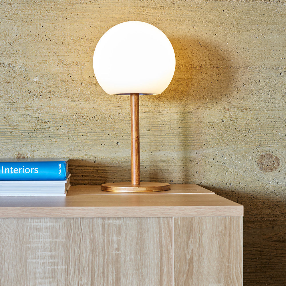 Red Deco LUNY H28cm lampe sans fil bambou blanc chaud