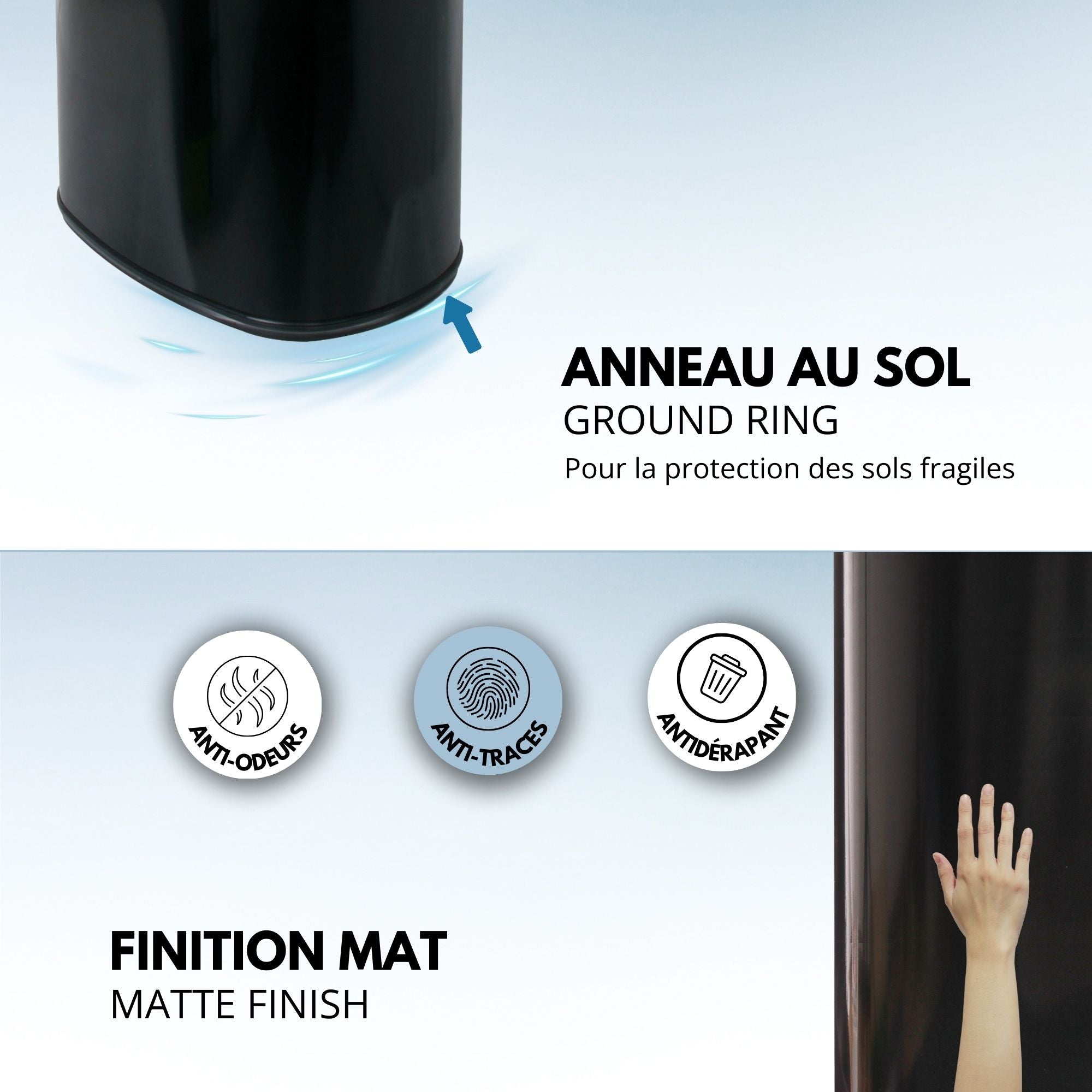 Red Deco Majestic 68L poubelle automatique inox noir mat