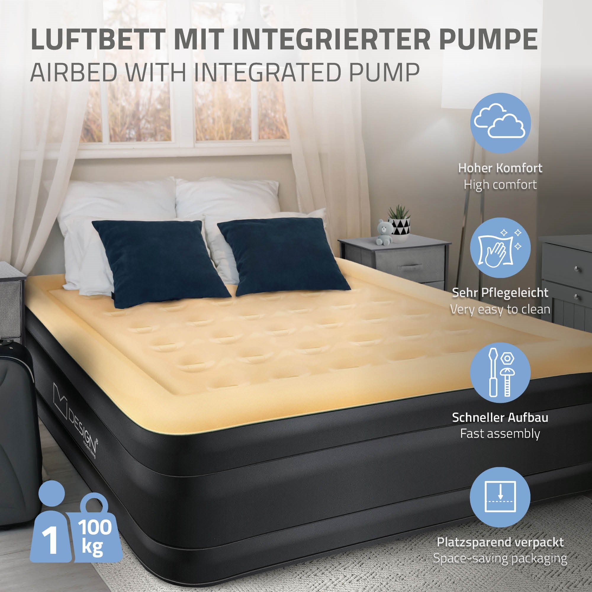 ECD Germany Sport Matelas gonflable 1 personne gris 196 cm pompe