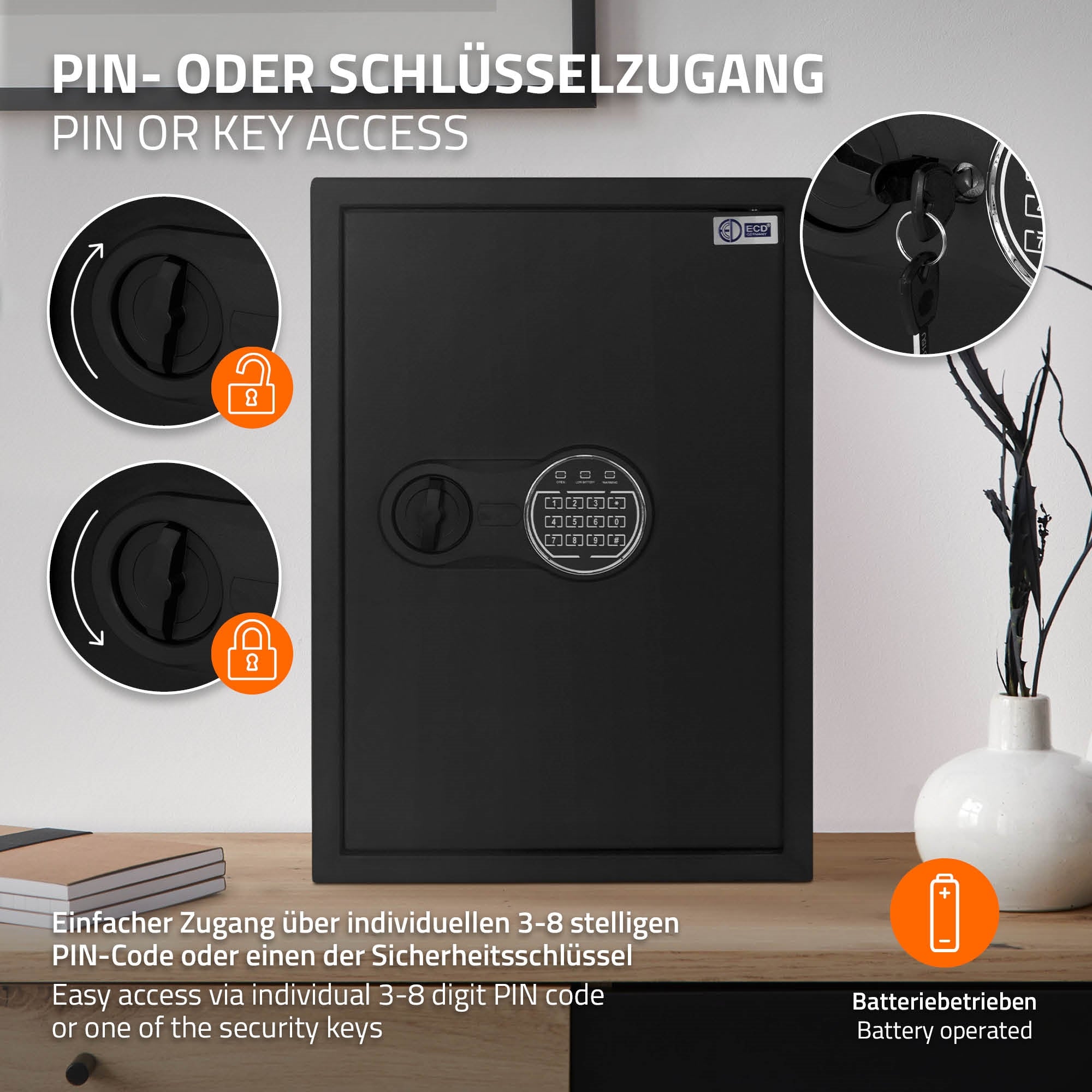 ECD Germany Haus coffre-fort acier 43 L code électronique