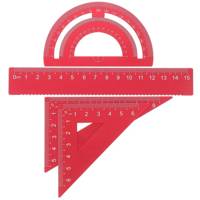 Milisten ART & CRAFTS Set 4 règles alu rouge rapporteur