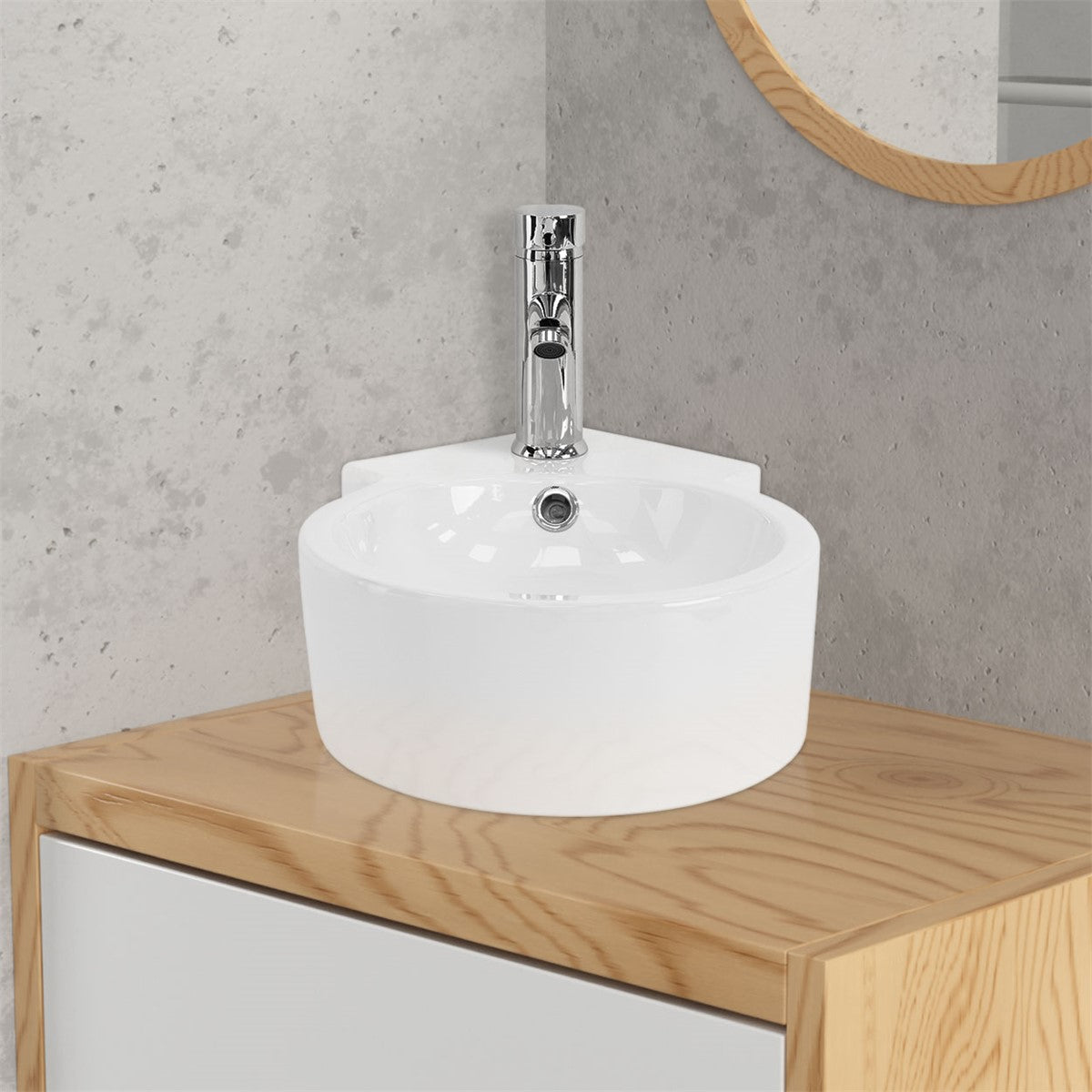 ECD Germany Sanitär LuxeBath lavabo noir avec bonde argent