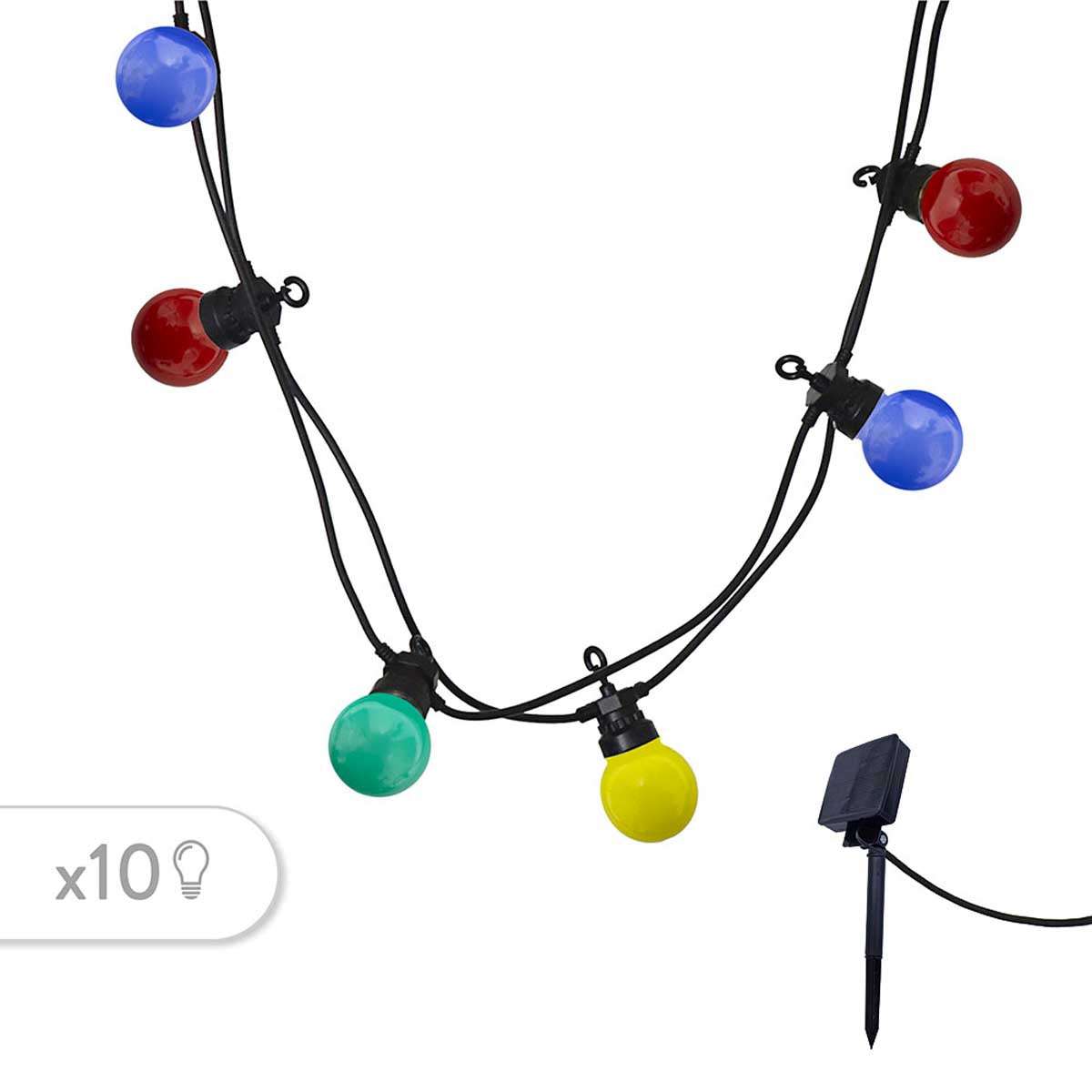 Red Deco Party Guinguette Solar Guirlande Solaire 10 Globes 5,7m