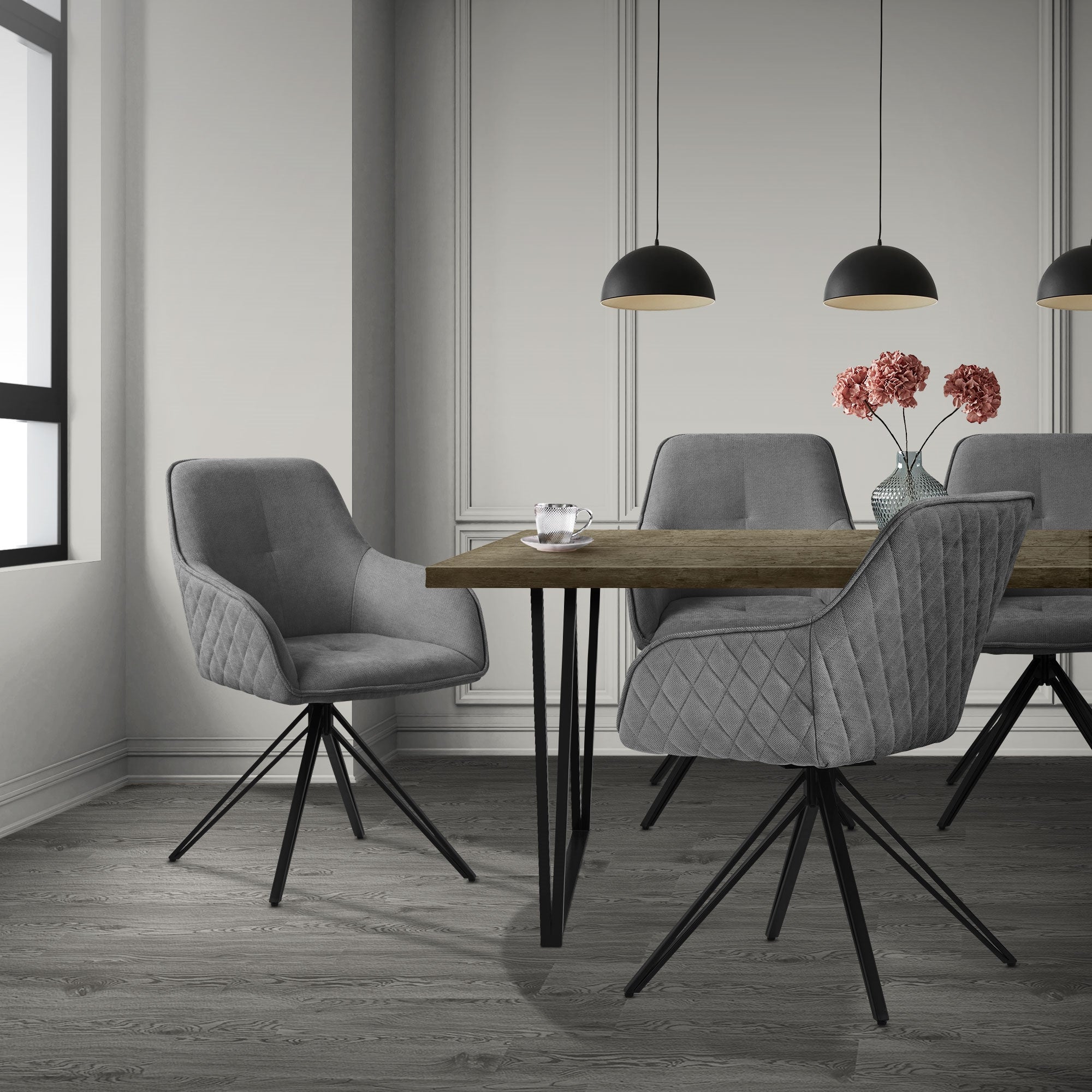 ECD Germany Möbel ML-Design chaise pivotante gris lot 4 tissu