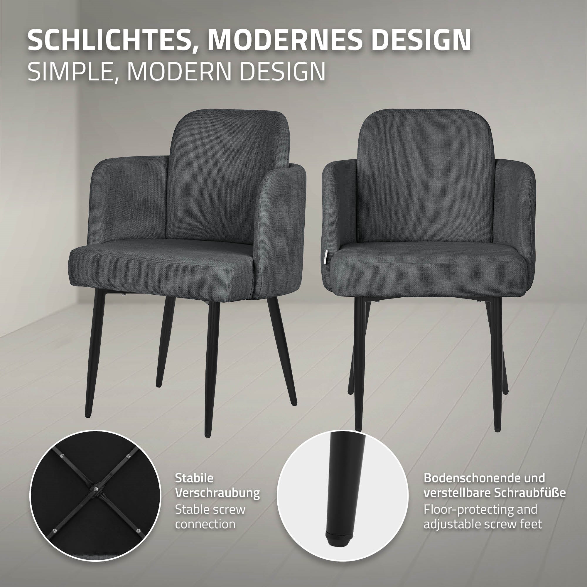 ECD Germany Möbel Chaise salle à manger anthracite x1 120 kg