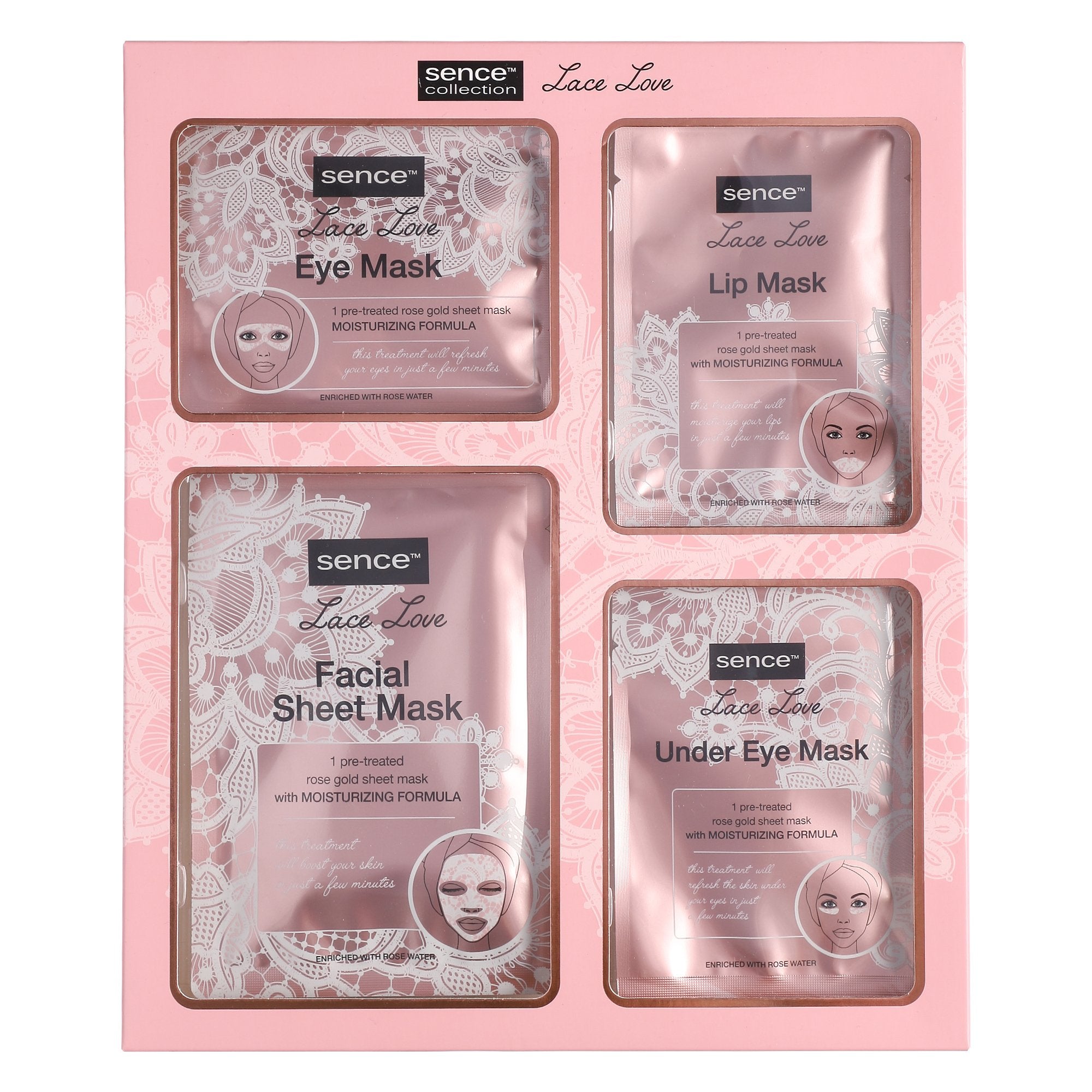 Sence coffret 4 masques visage hydratant yeux lèvres
