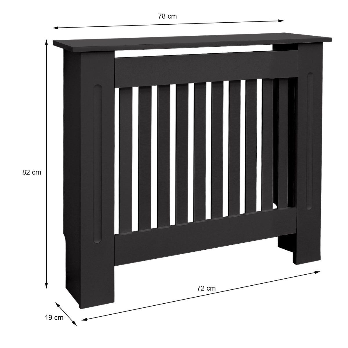 ECD Germany Heizungen cache radiateur MDF noir 78x19x82 cm