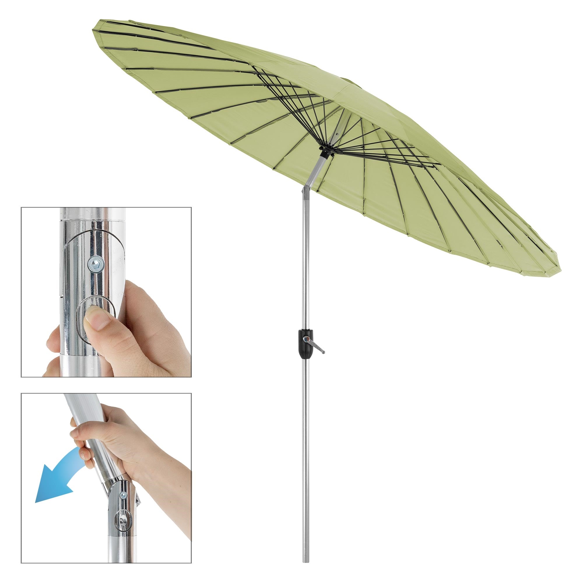 ECD Germany Garten parasol Shanghai Ø270 cm vert alu polyester