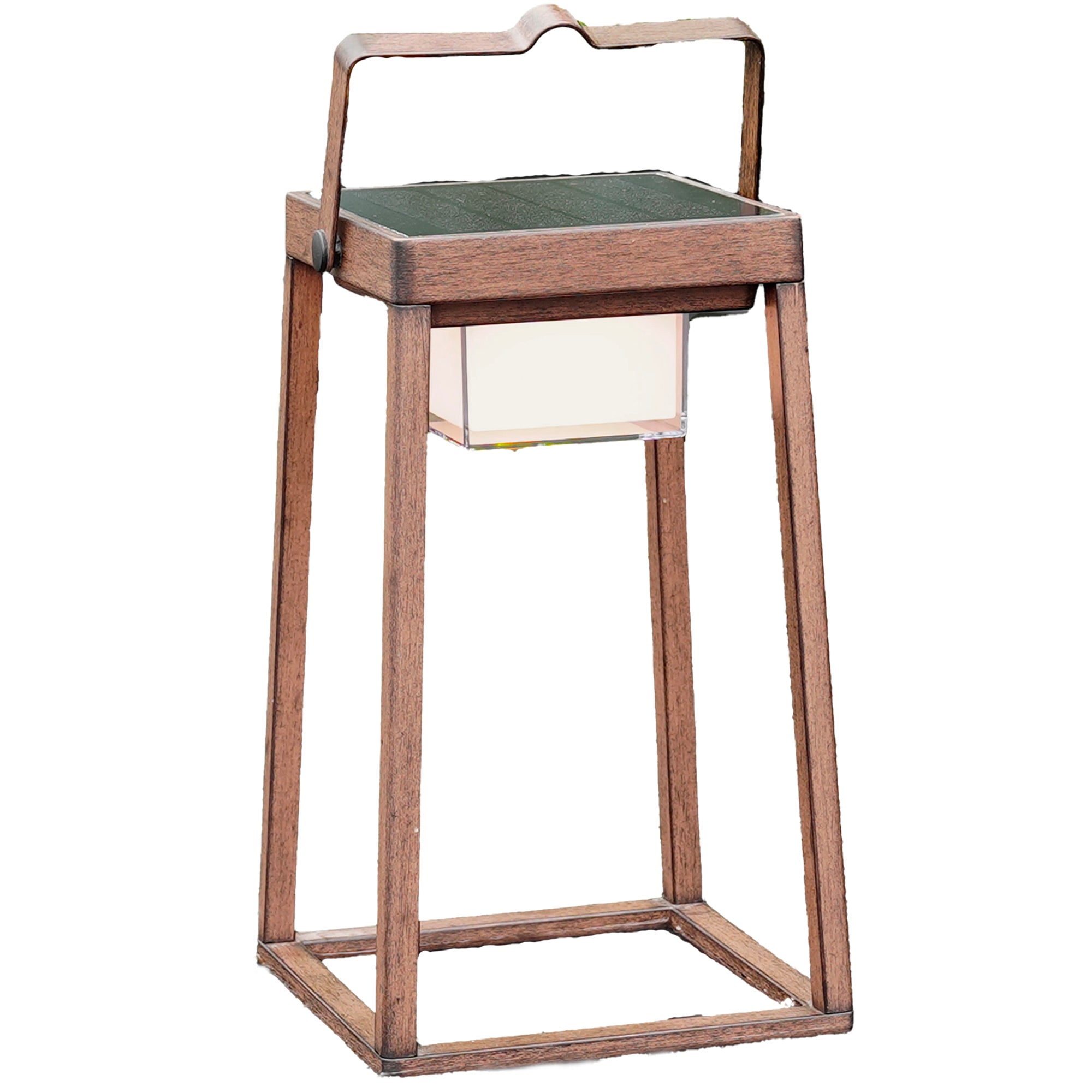 Red Deco Verona lanterne solaire effet bois H30cm blanc chaud
