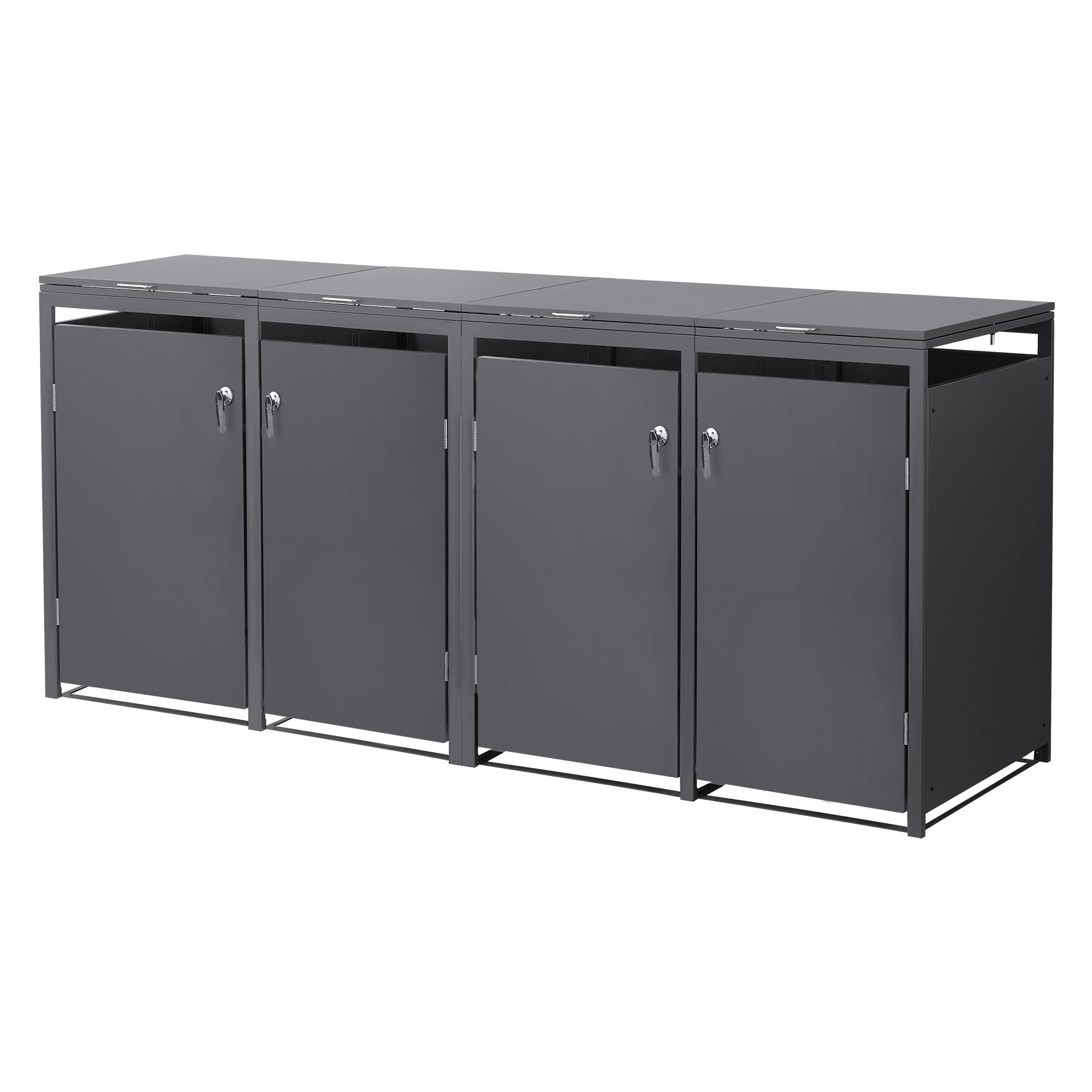 ECD Germany Cache-poubelle 4x240L 264 cm acier anthracite