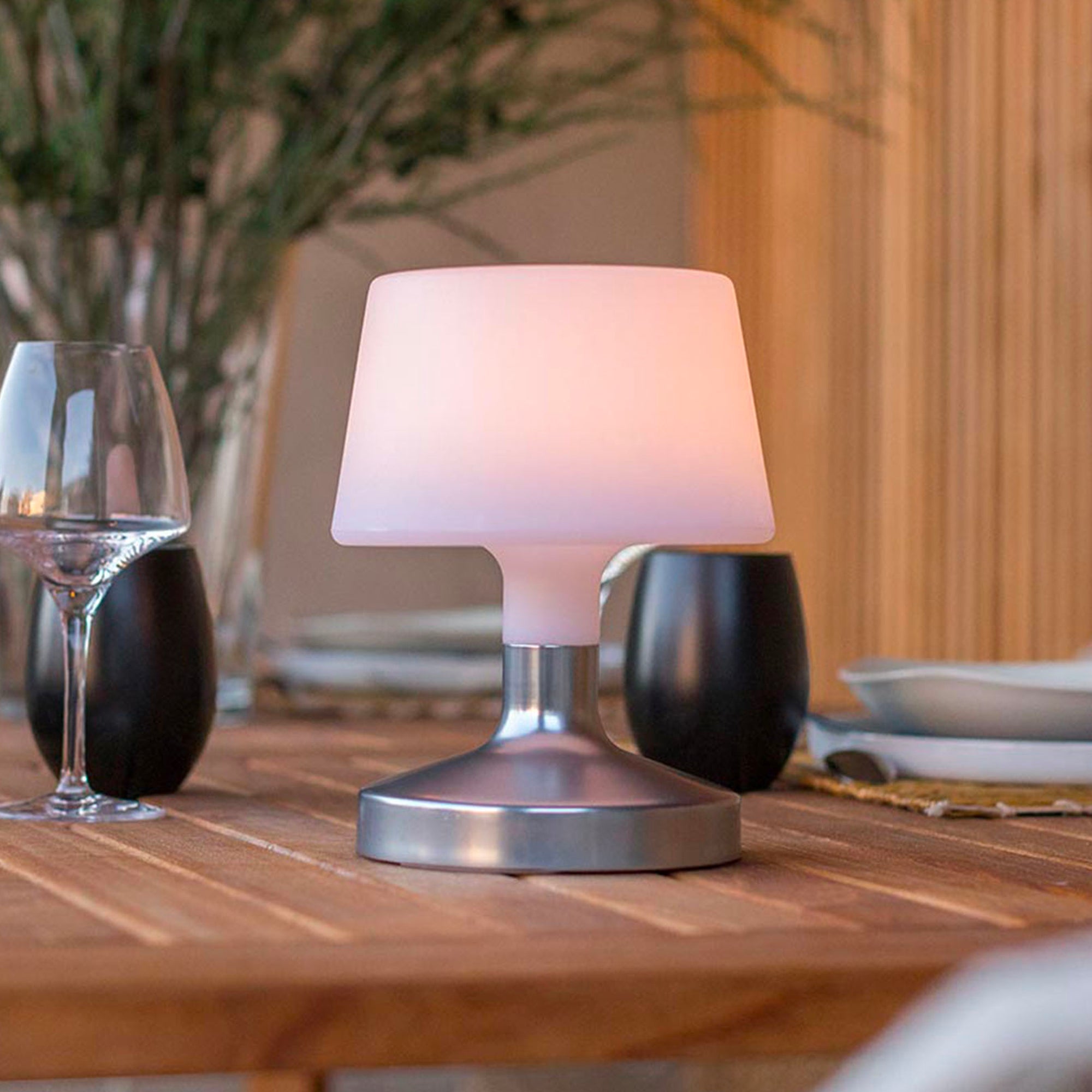 Red Deco Helen Silver H21cm lampe sans fil touch acier dimmable