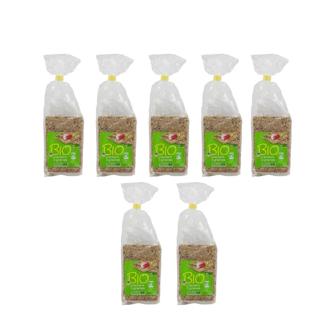 Leader Price Apéritif Crackers 3 graines Bio 200g Lot de 7