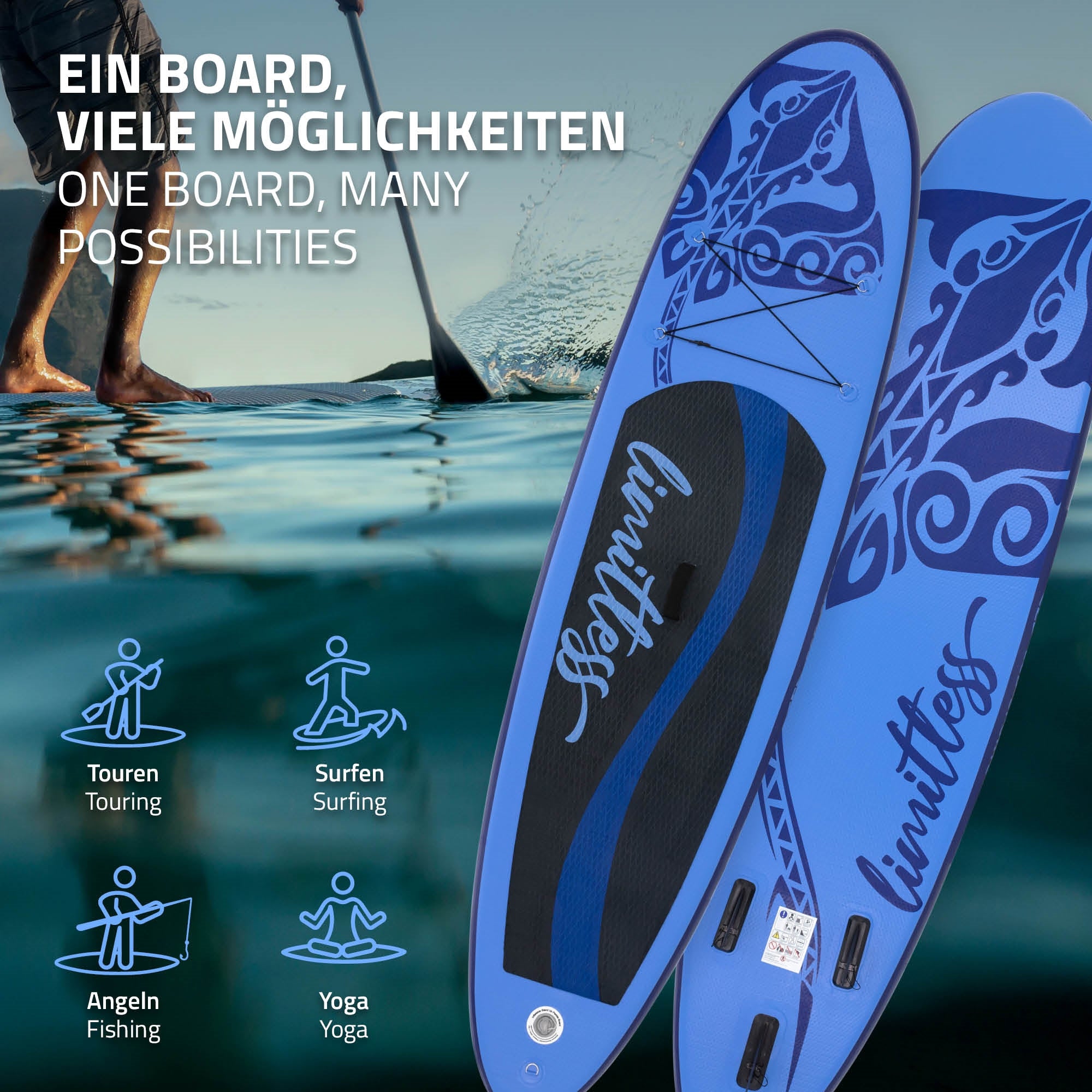 ECD Germany Limitless paddle gonflable 308x76 bleu PVC