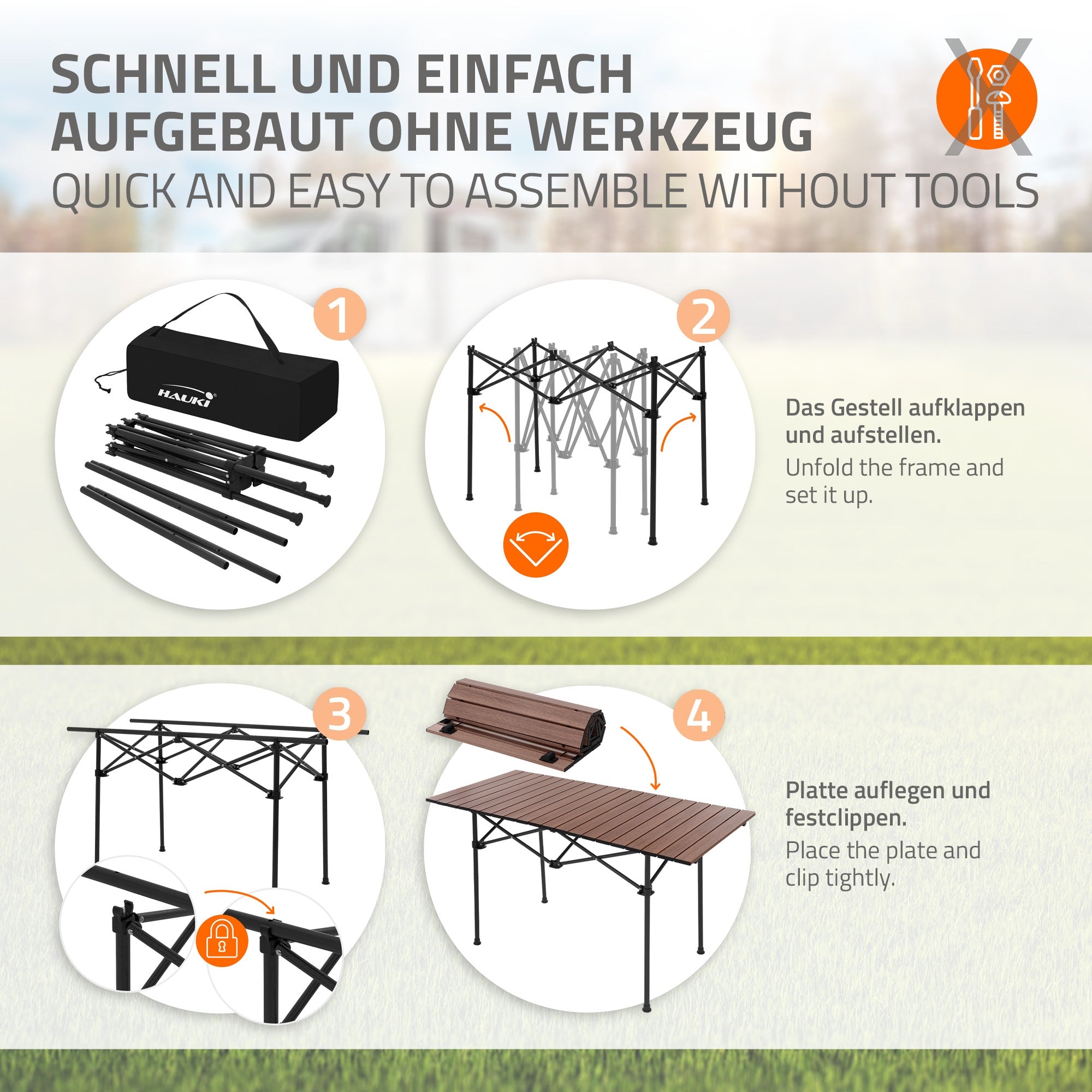 ECD Germany Hauki set camping 3 pièces chaises bleues