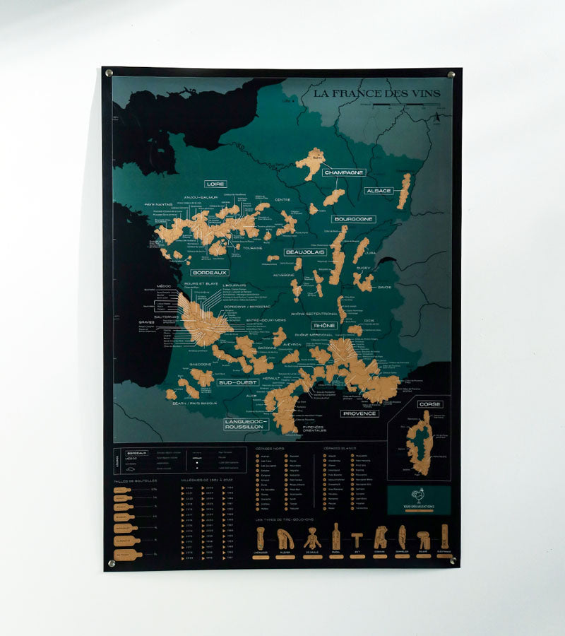 L'avant gardiste carte à gratter France des vins affiche déco