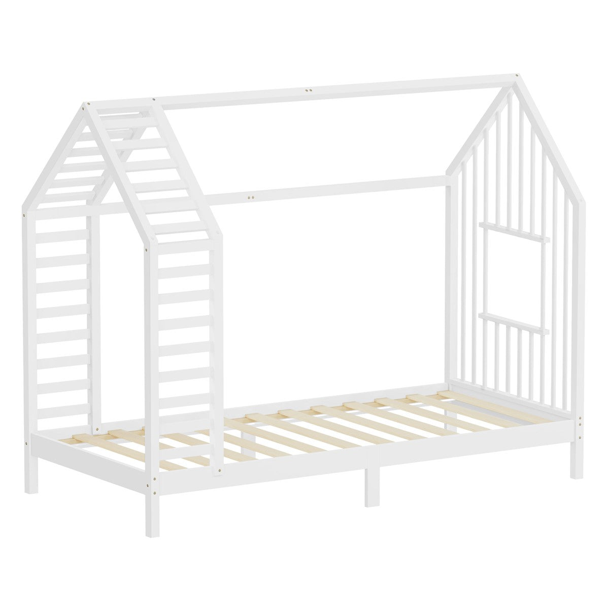 ECD Germany Kinder lit cabane blanc 90x200 cm pin sans matelas