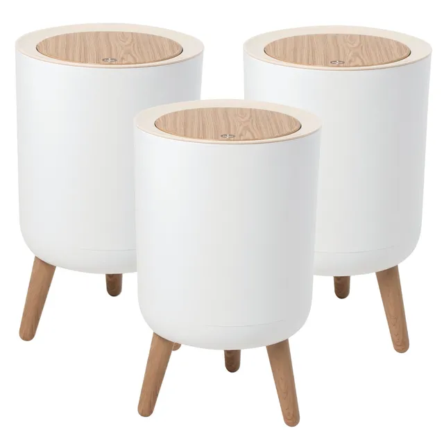 Red Deco Malmo lot 3 poubelles salle de bain bois 7L touch