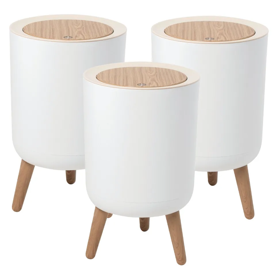 Red Deco Malmo lot 3 poubelles salle de bain bois 7L touch