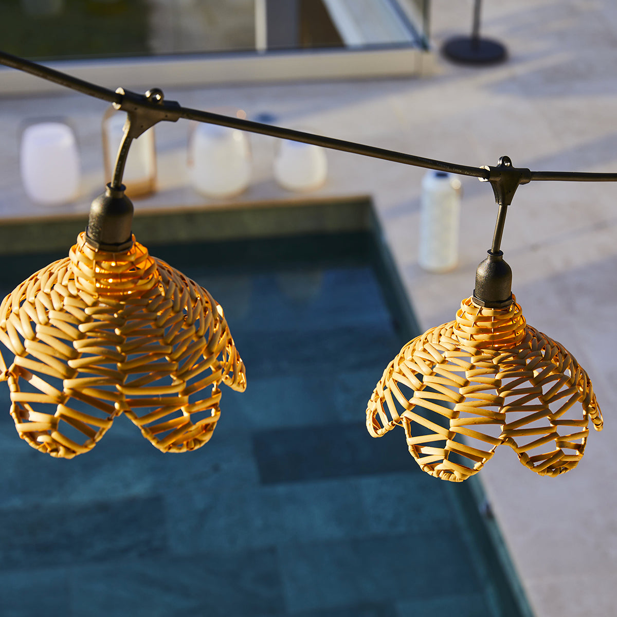 Red Deco Flower Light guirlande 6 m polyrotin 7 ampoules E27
